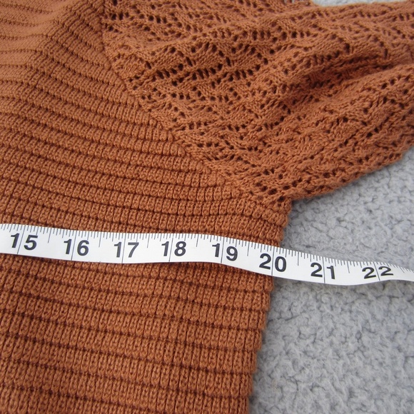 Gimmick by BKE Bodysuit XL Copper Rust Boho Knitted Sweater Cochet Comfy - Picture 15 of 16